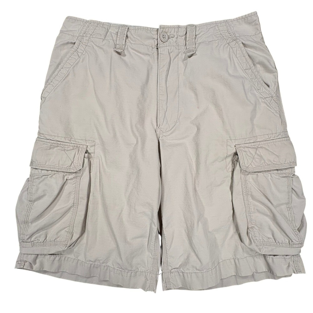 Vintage Polo Jeans Ralph Lauren Cargo Shorts Mens 34 Beige Ripstop Paratrooper